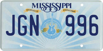 MS license plate JGN996
