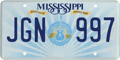MS license plate JGN997