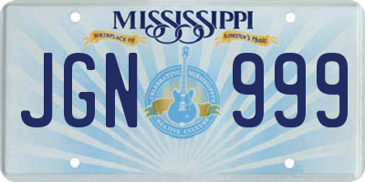 MS license plate JGN999