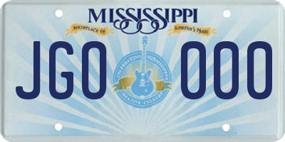 MS license plate JGO000