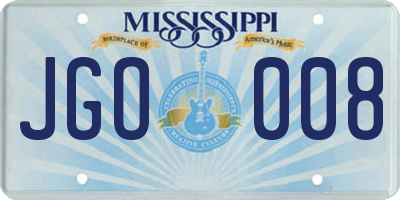 MS license plate JGO008