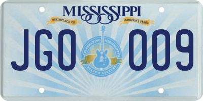 MS license plate JGO009