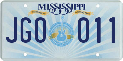MS license plate JGO011