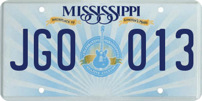 MS license plate JGO013