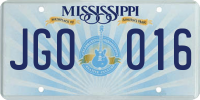 MS license plate JGO016