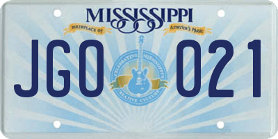 MS license plate JGO021