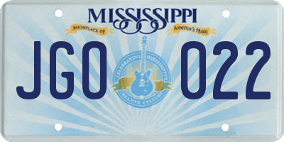 MS license plate JGO022