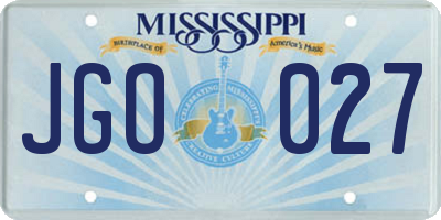 MS license plate JGO027