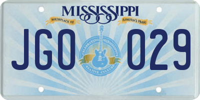 MS license plate JGO029