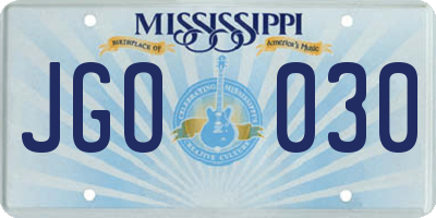 MS license plate JGO030