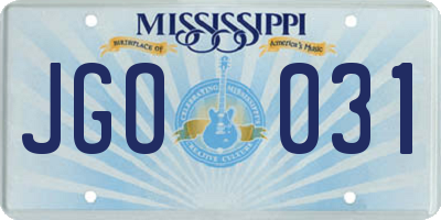 MS license plate JGO031