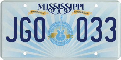 MS license plate JGO033