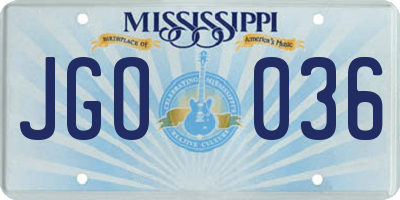 MS license plate JGO036