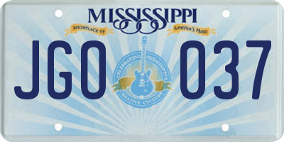 MS license plate JGO037
