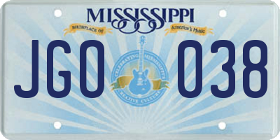 MS license plate JGO038