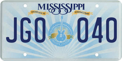 MS license plate JGO040