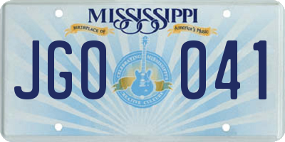 MS license plate JGO041