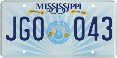 MS license plate JGO043