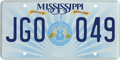 MS license plate JGO049