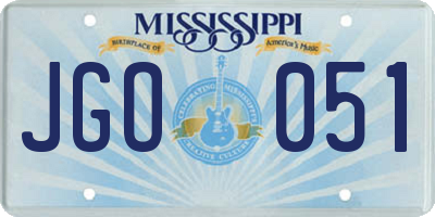 MS license plate JGO051