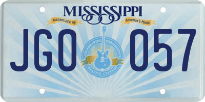 MS license plate JGO057