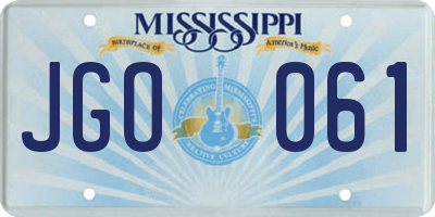 MS license plate JGO061