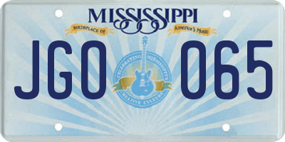 MS license plate JGO065
