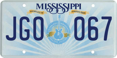 MS license plate JGO067
