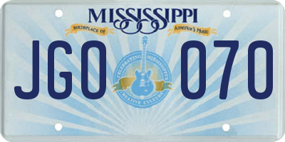 MS license plate JGO070