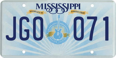 MS license plate JGO071