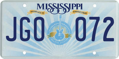 MS license plate JGO072