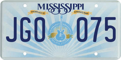 MS license plate JGO075