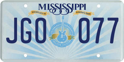 MS license plate JGO077