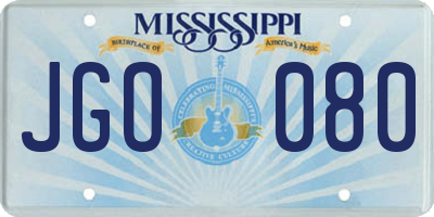 MS license plate JGO080