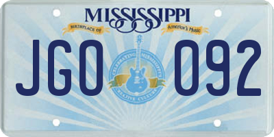 MS license plate JGO092