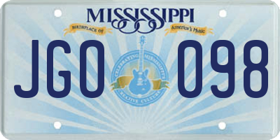 MS license plate JGO098