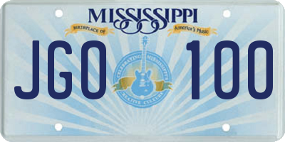 MS license plate JGO100