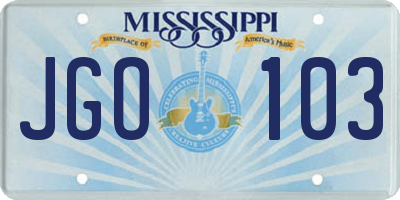 MS license plate JGO103