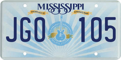 MS license plate JGO105