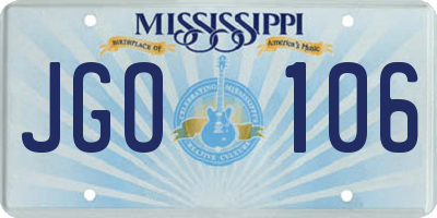MS license plate JGO106