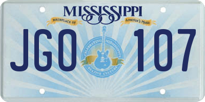 MS license plate JGO107