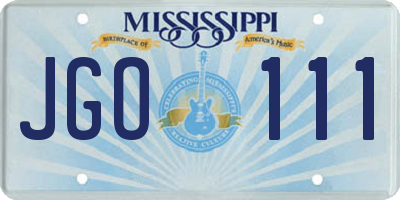 MS license plate JGO111