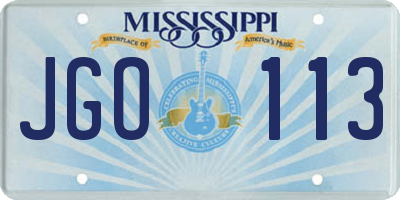 MS license plate JGO113