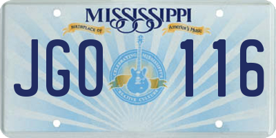 MS license plate JGO116