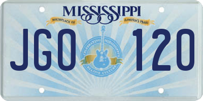 MS license plate JGO120