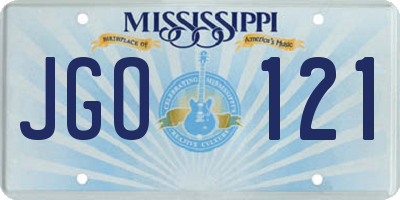 MS license plate JGO121