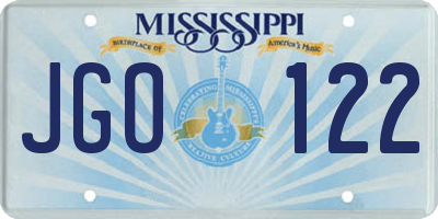MS license plate JGO122