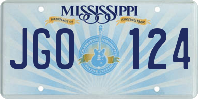 MS license plate JGO124