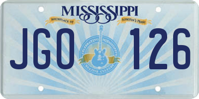 MS license plate JGO126