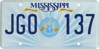 MS license plate JGO137
